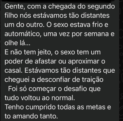Depoimento sobre reconexão do casal