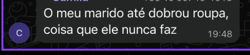 Depoimento sobre mudança de atitude do marido